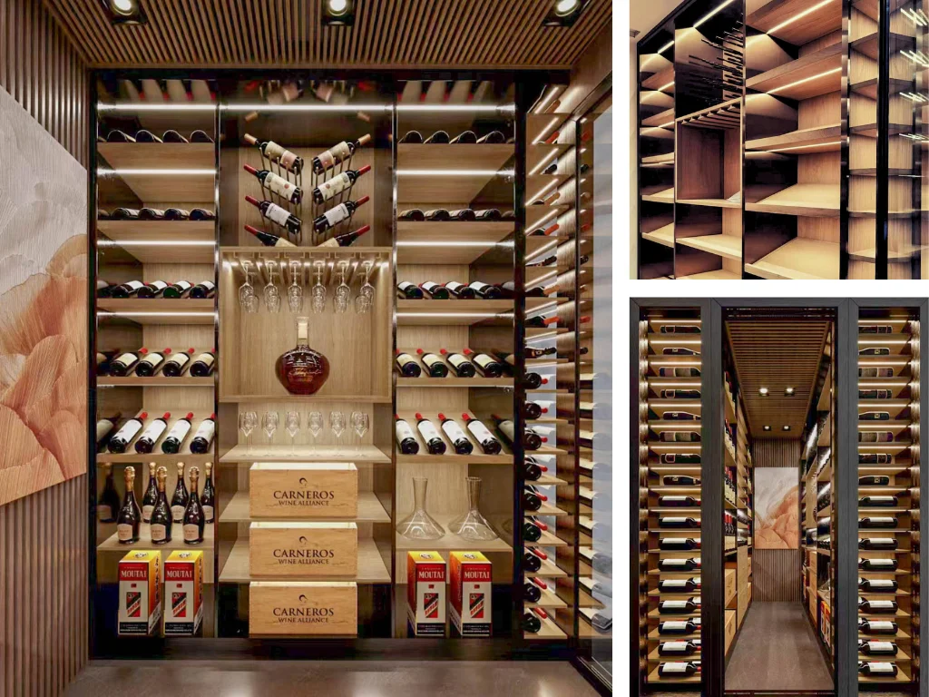 Questa Home Wine Cellar &egrave; stata ricavata in un piccolo spazio, che accoglie con eleganza la collezione di vini. Con una struttura in acciaio inox, scaffali in legno e un'illuminazione suggestiva, crea l'atmosfera perfetta per conservare e degustare i vini pregiati direttamente a casa propria. (CHN)